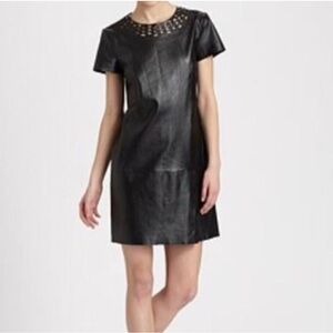 𝅺DVF DIANE VON FURSTENBERG "YVANNA" 100% Leather Shift Dress, sz 0